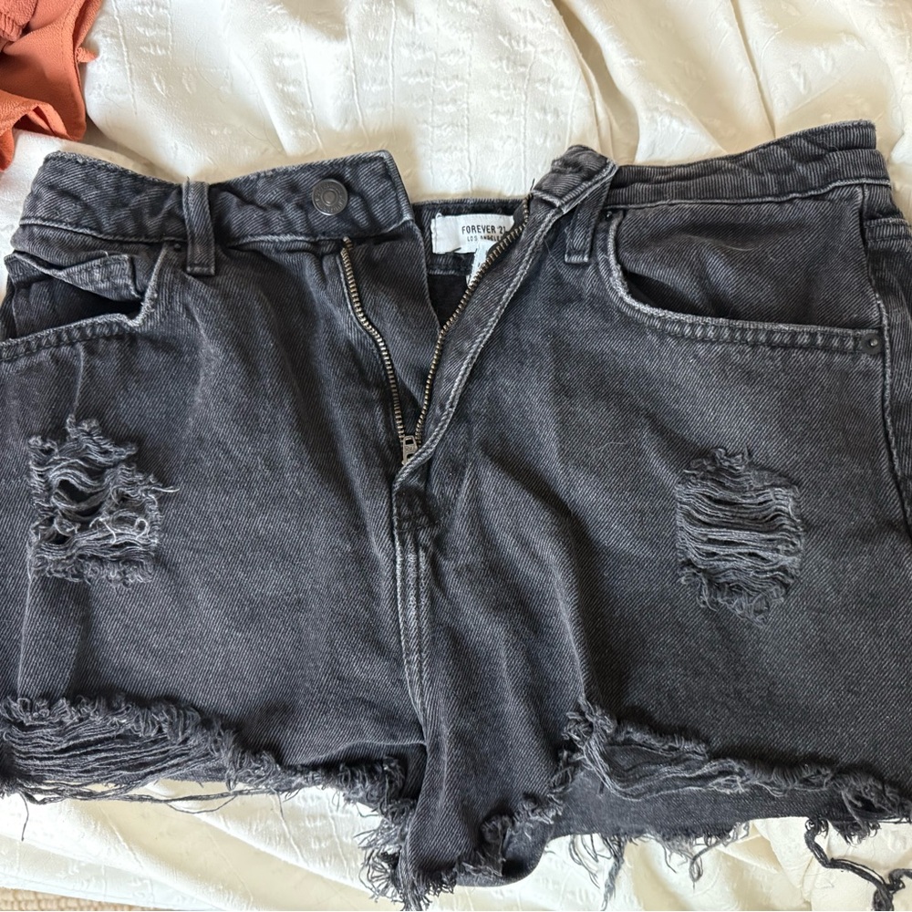 Converse Charcoal Distressed Jean Shorts